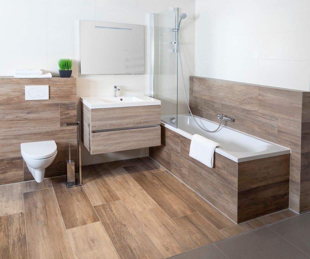 Badkamer volledig in houtlook